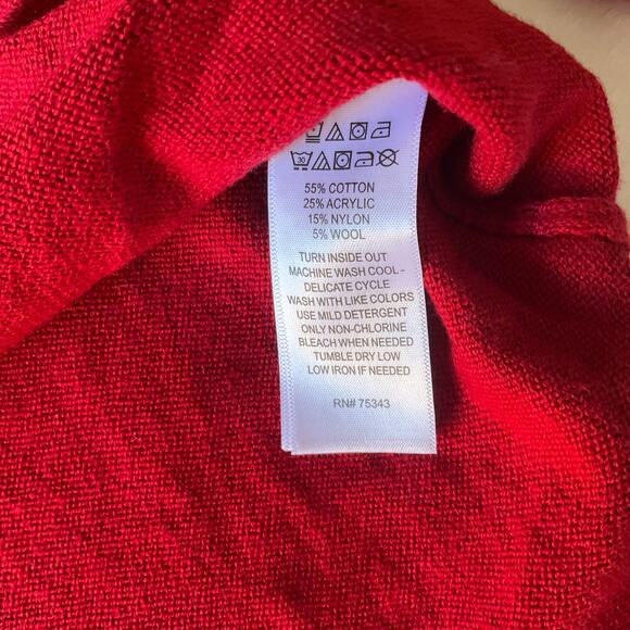 Shrinking Violet Women’s Long Sleeve Turtleneck Knit Blouse Size L, Solid Red - Picture 5 of 7